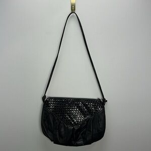 Vintage Black Woven Genuine Leather Purse L.J. Simone Chic